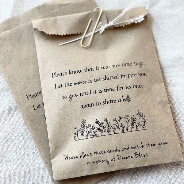 Memorial Favors, Celebration of Life Favors, Forget Me Not Guest Gifts, Funeral Favors, Flower Memorial Gift Bags, RUSH Option