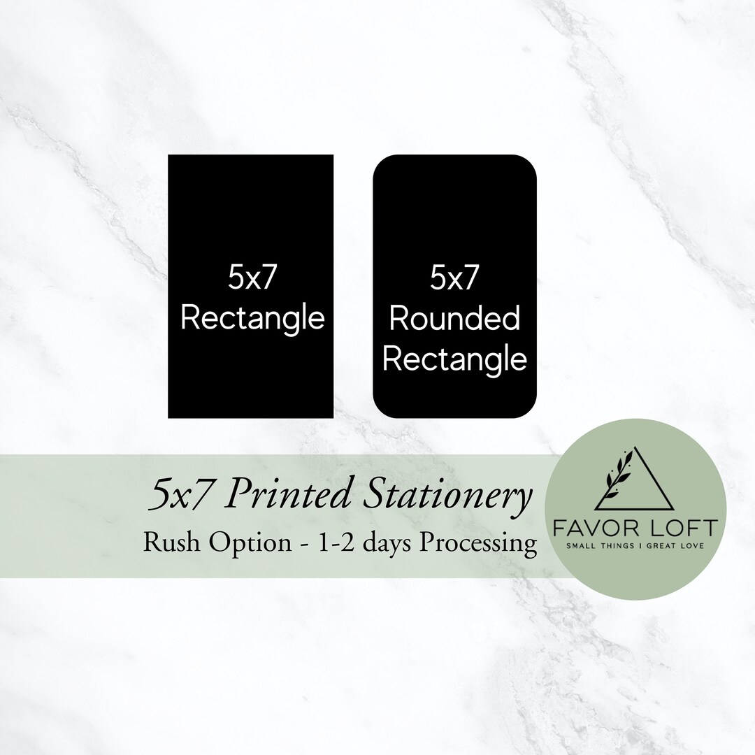 5x7 Invitation Printing Service: Rectangle or Rounded, Rush Option - Etsy