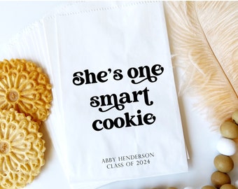 She's One Smart Cookie, Graduation Cookie Bags Printed with Eco Friendly inks on Recycled Paper Bags - packs of 25