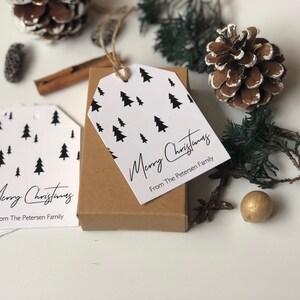 Minimal Christmas Tags, Modern Pine Trees Gift Tags, Handmade Holiday Gift Tag, Nordic Christmas Tag Sets of 8 Printed Tags image 3