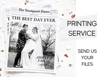 Newspaper Wedding Program Printing, Wedding Newspaper Program, Printed Wedding Programs, Folded Wedding Program, Wedding Print Service, 25pc