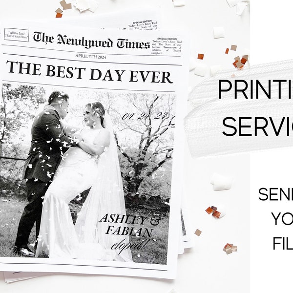 Wedding Newspaper Printing Service, Wedding Infographic, Unique Wedding Program, Printable Wedding Timeline, 25pc