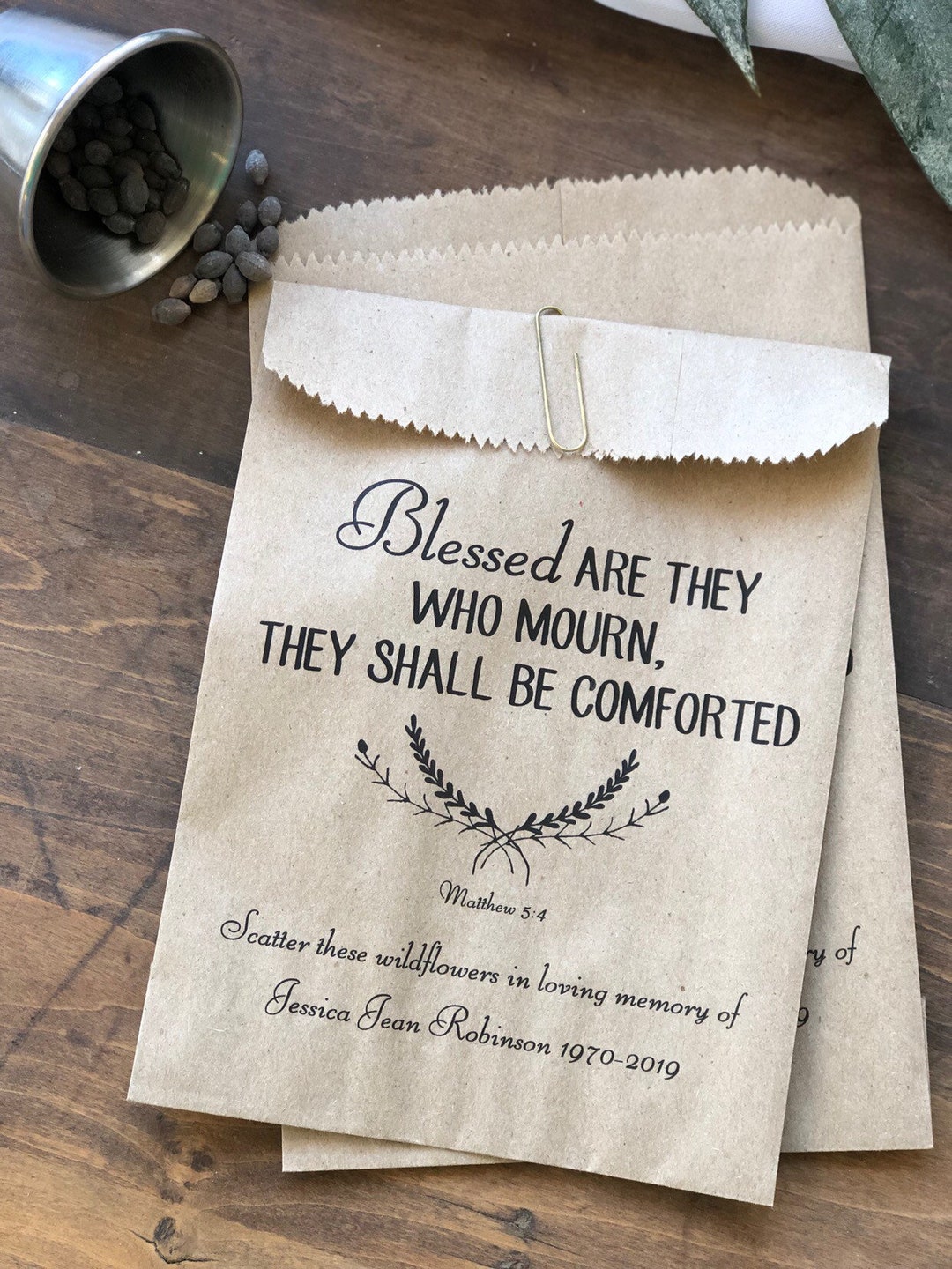 Bird Seed Packet Favor Bags unfilled Christian Funeral, Memorial Gift, Remembrance, Condolence