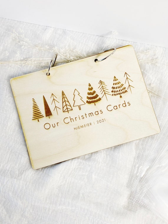 Greeting Card Organizer Christmas Card Keeper Personalized Christmas Card  Book Holiday Card Christmas Card Photo Album Wood 