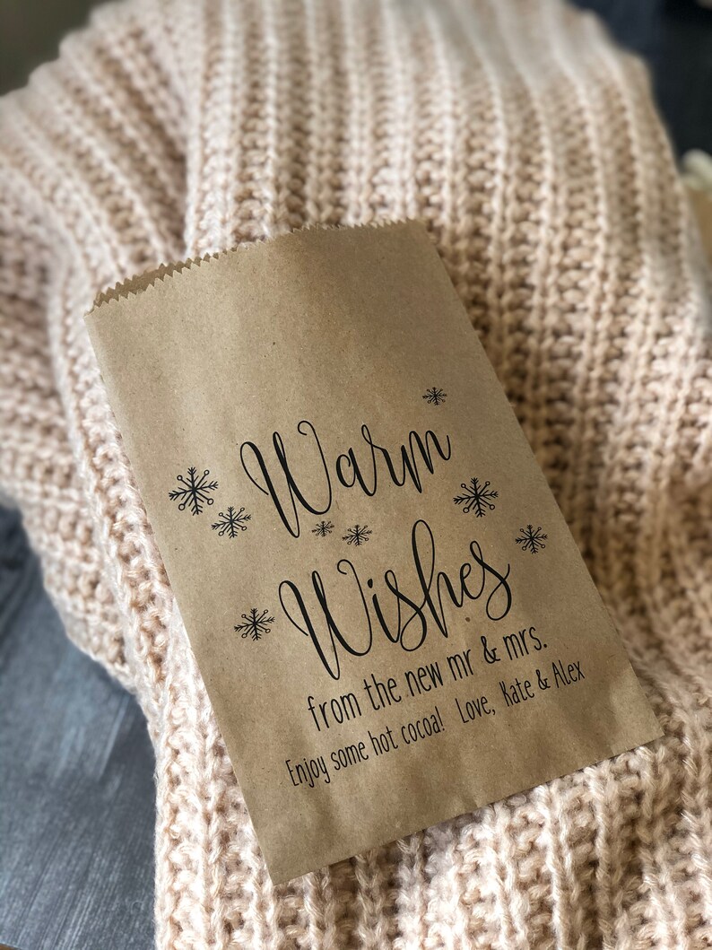Winter Bridal Shower Favors Hot Cocoa Favor Bags Warm Etsy