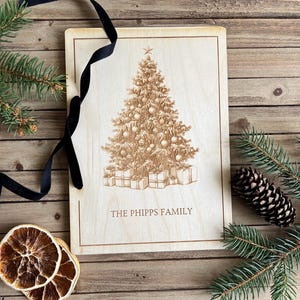 Urlaub Grußkartenhalter - Premium Weihnachtskartenhalter - Personalisiert - Weihnachtsbuch - Urlaub Familiengeschenk - Fotoalbum - Holz