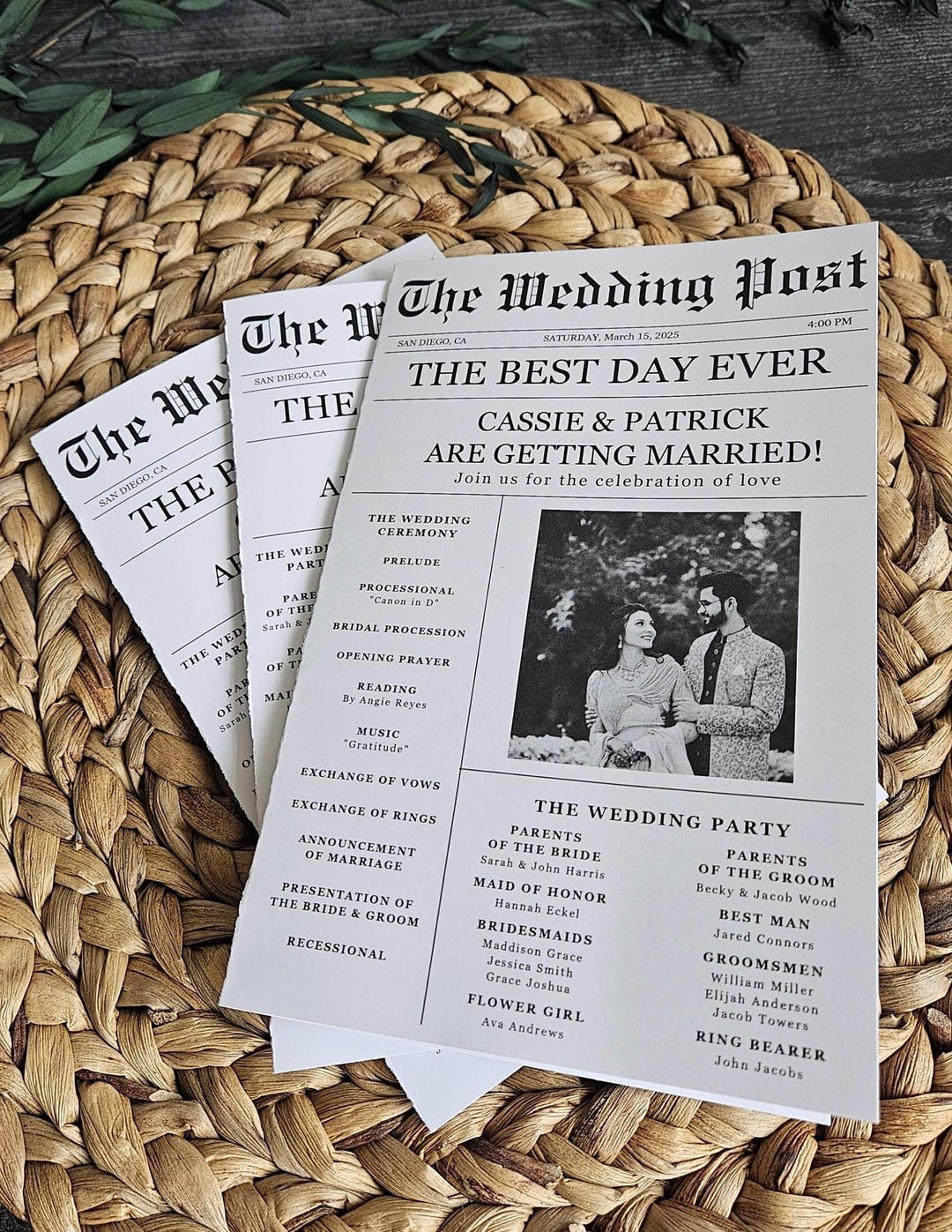 Newspaper Wedding Program Printing: Folded Cardstock, 25pc - Etsy