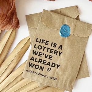 Life is a Lottery Favor Bags, zdrapki ślubne, upominki ślubne w postaci losów lotto, upominki ślubne, upominki w postaci losów lotto, opak. 25 sztuk