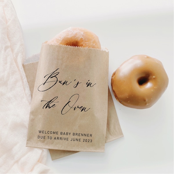 Buns in the Oven Donut Bags – Baby Shower Favor Bags, Set of 25