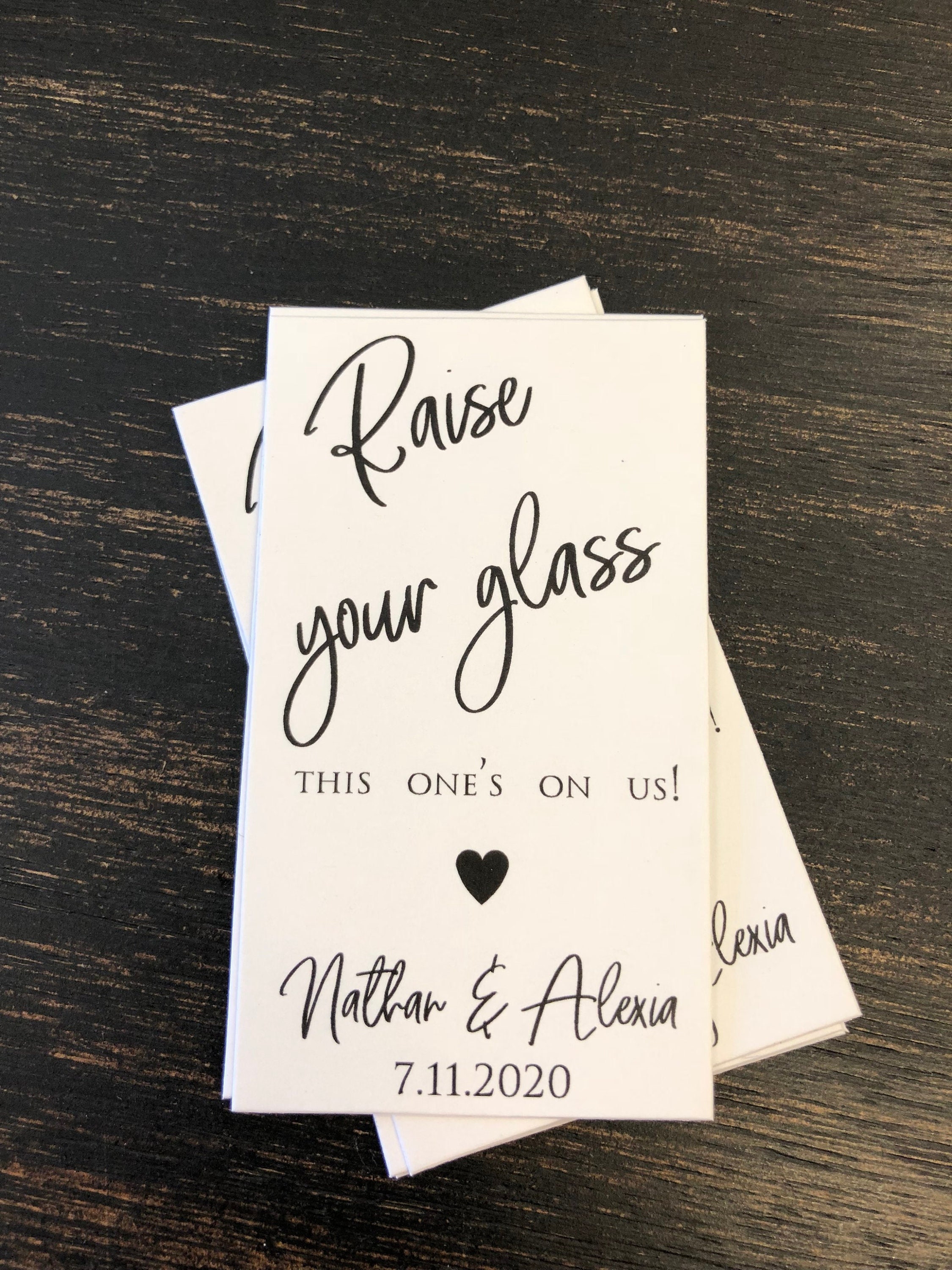 Wedding Bar Drink Tickets - Printed Drink Coupon -Bar Ticket -  Cocktail Card - Elegant Wedding Drink Token- set of 24