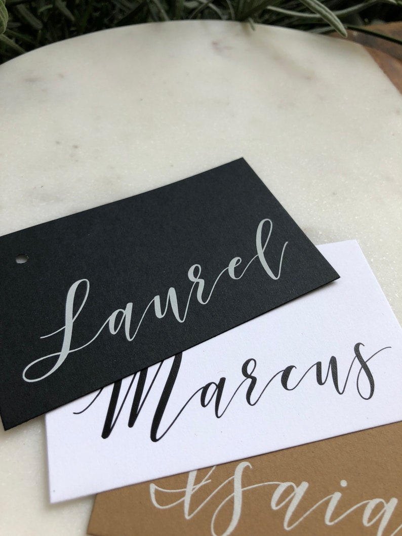 Printed Place Cards, Modern Calligraphy, Minimal, Greenery, Elegant, Classic Wedding, Flat Place Cards, set of 24 image 5