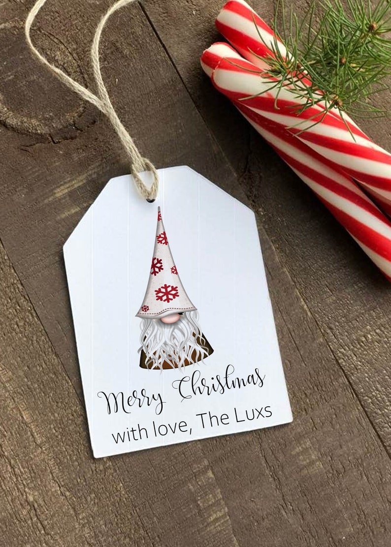 Minimalist Gnome Christmas Gift Tag Printed Personalized | Etsy