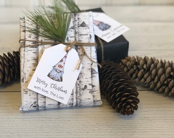 Minimalist Gnome Christmas Gift Tag |  Printed | Personalized Family Christmas Gift Tags | Farmhouse Simple Sets of 16