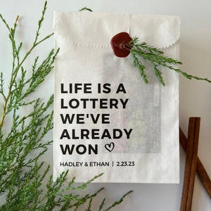 Life is a Lottery Favor Bags, Scratch off Wedding Favors, Wedding Lotto Ticket Favors, Bridal Favors, Lotto Ticket Favors, pkg of 25