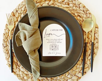 Modern Wedding Decor: Capture the Love with POV App - Photo Sharing Instruction Cards