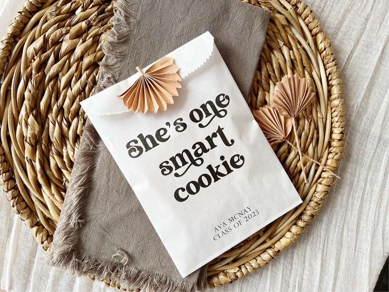 She's One Smart Cookie, Graduation Cookie Bags Printed with Eco Friendly inks on Recycled Paper Bags packs of 25 image 5