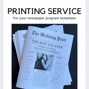 Newspaper Wedding Program Printing, Wedding Newspaper Program, Printed Wedding Programs, Folded Wedding Program, Wedding Print Service, 25pc image 7