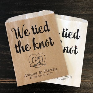 We tied the Knot Pretzel Bags, Waxed Pretzel Bags, Pretzel sleeves, Wedding Snack Bags, Wedding Favors, Food Truck Bags, set of 25 image 8