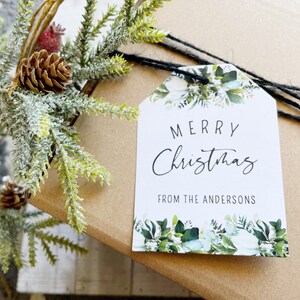 Christmas Greenery Gift Tags Personalized with FREE SHIPPING, Hanukkah Gift Tags, Personalized Holiday Tags Eucalyptus, Mixed Greens, 24pc