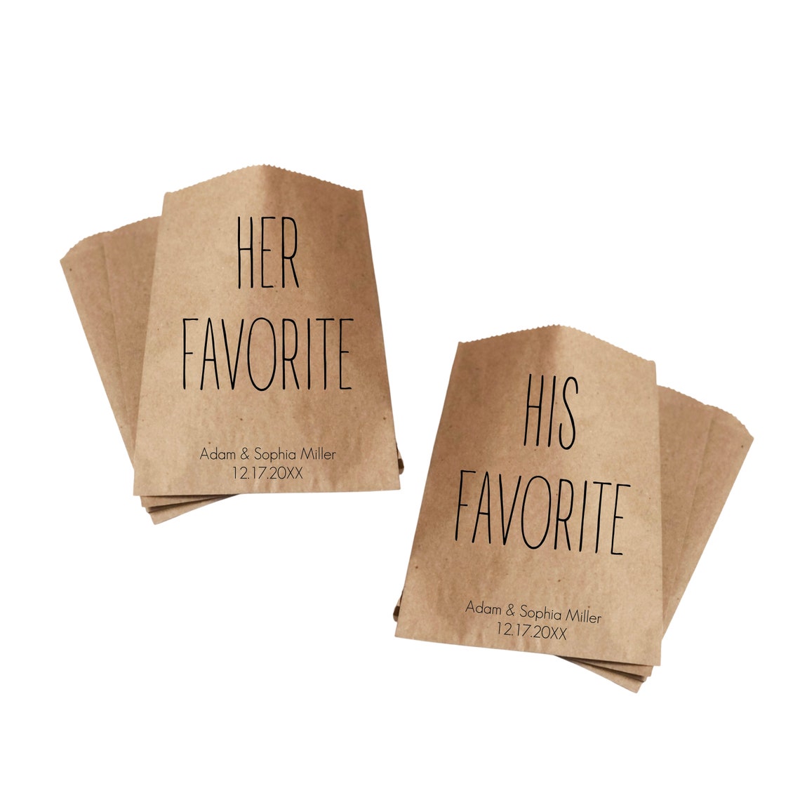 His and Her Favorite Treat Bags Wedding Favor Bags Candy Bar Etsy