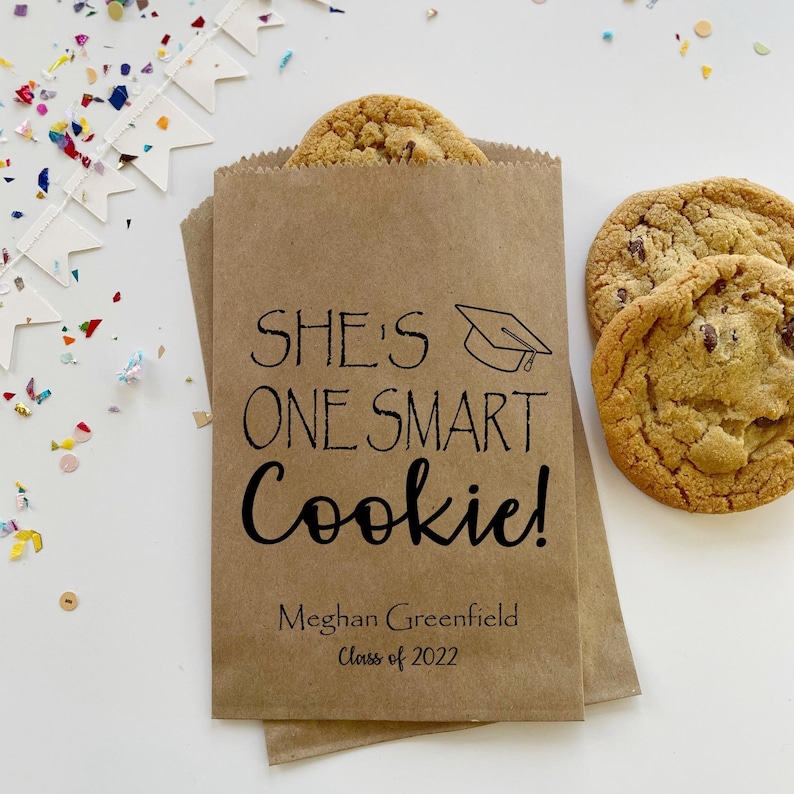 Graduation Favor Bags, Cookie Take Home Bag, Candy Buffet Bag, Graduation Cookie Bag, Favor Bag, One Smart Cookie, Sets Of 25s Bild 1