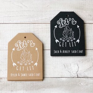 Fire Starter Tags, Let's Get Lit Tags are perfect for Rustic Wedding Favors this Winter, sets of 24 image 2