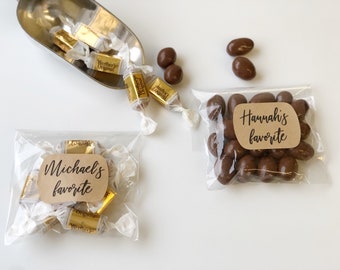 HIs and Her Wedding Favor Seals, Personalized Candy Bag Seals, Seals alone or with Cello Bags, sets of 30