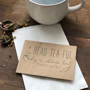 Personalized Tea Bag Party Favors -  Beau-Tea-ful day wedding favor bags - Wedding or Bridal Shower Tea Party Favors - Favor Bags 25 pcs