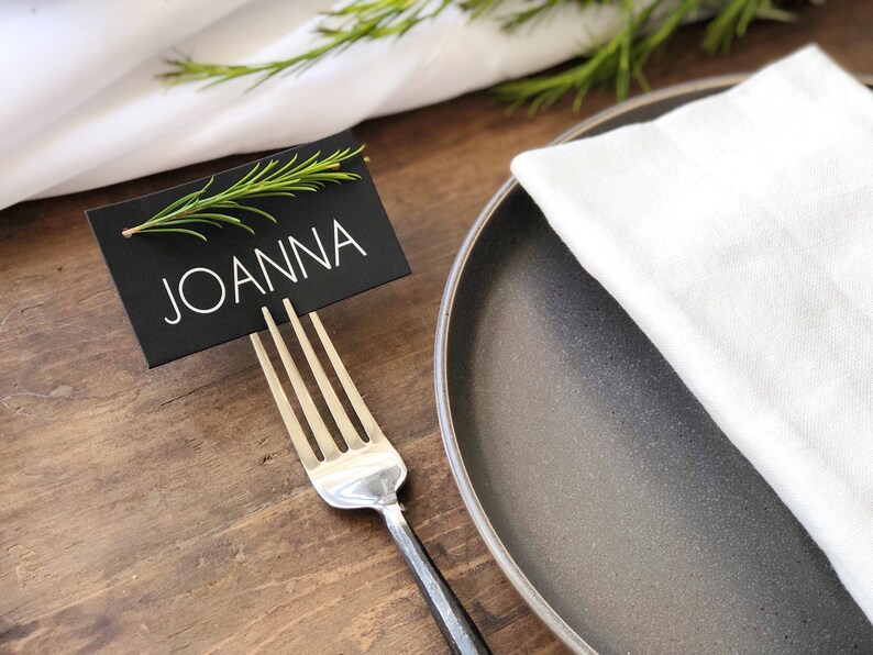 Premium Black Place Cards Modern White Ink Place Cards Place - Etsy