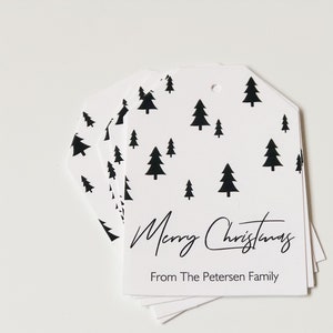 Minimal Christmas Tags, Modern Pine Trees Gift Tags, Handmade Holiday Gift Tag, Nordic Christmas Tag Sets of 8 Printed Tags image 7