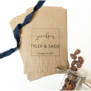 Wedding snack bags, Favor Bags, Personalized Snack Bar Bags, Custom Modern Treat Bags, Recycled Bags, Bridal Favor Bags - 25  Favor Bags
