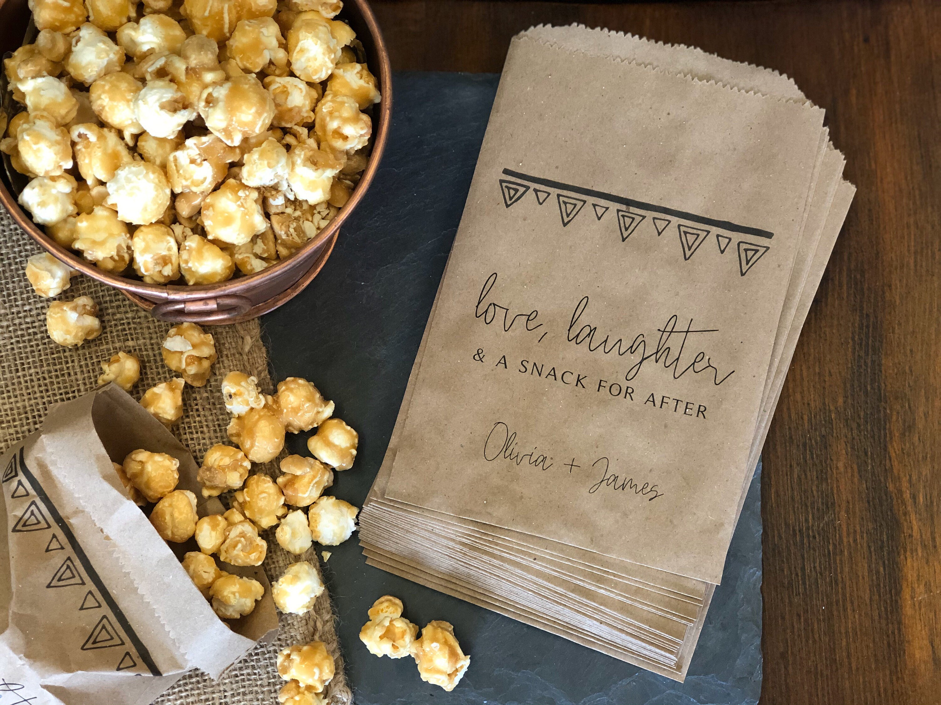 Popcorn favor bags Wedding favor bags Caramel Corn Snack Etsy