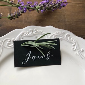 Printed Place Cards, Modern Calligraphy, Minimal, Greenery, Elegant, Classic Wedding, Flat Place Cards, set of 24 image 6