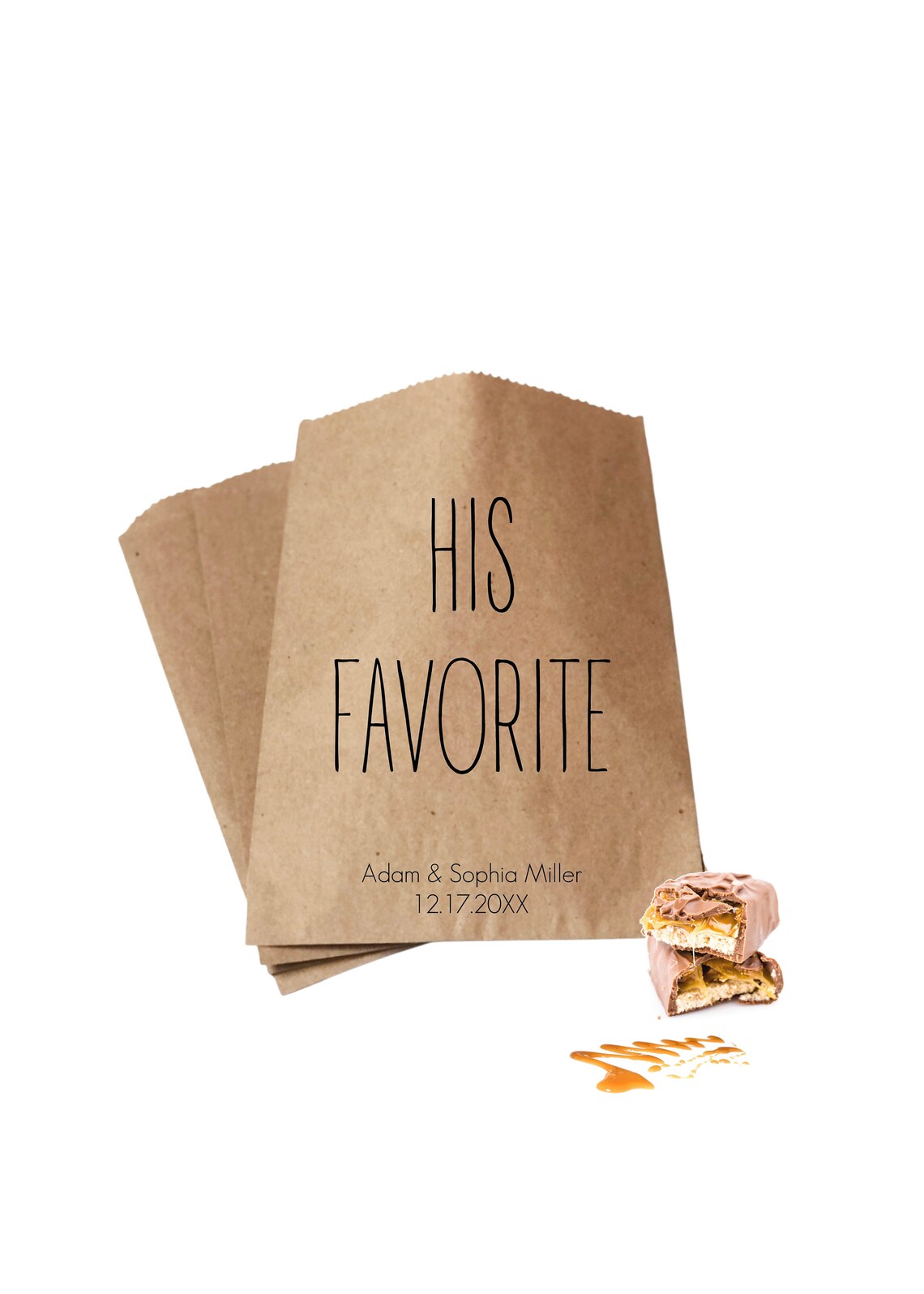 His And Her Favorite Treat Bags Wedding Treat Bags Candy Bar Etsy