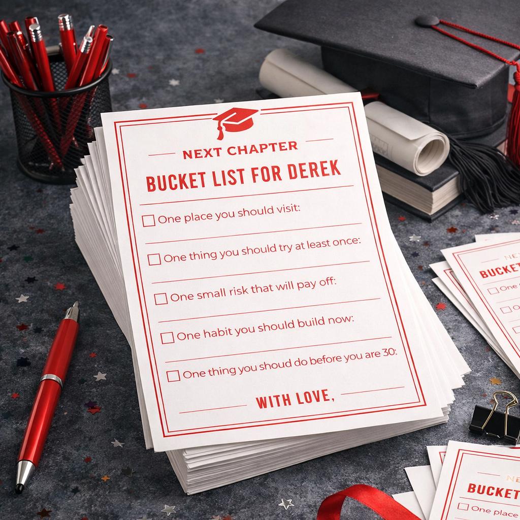 (Set Of 24)Graduation Bucket List Cards, Personalized Next Chapter Wishes