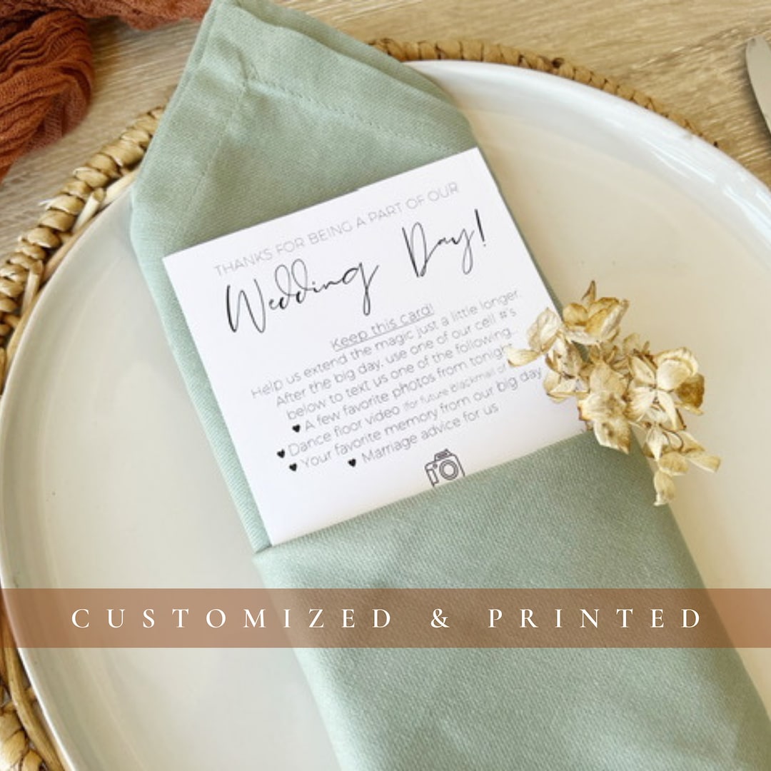 Wedding Table Games, Napkin Insert Cards, Wedding Reception Table Decor