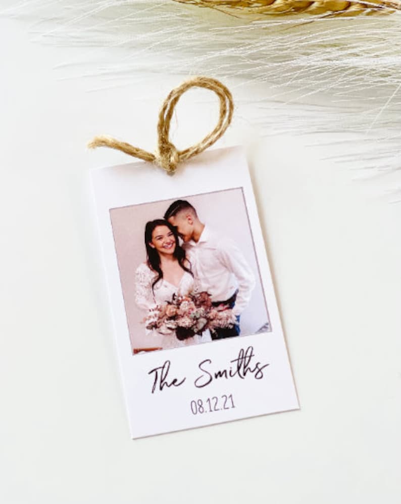 Custom Photo Tags, Personalized Picture Tags, Wedding Tags, Holiday Gift Tags, Minimal Favor Tags, Sets Of 8 image 2