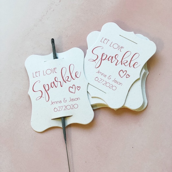 Wedding Sparkler Tags, Coral Wedding Tags, Sparkler Sleeves, Custom Sparkler Tags, Unique Sparkler Tags, Sparkler Send Off- set of 24