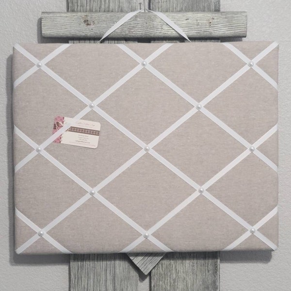 Fabric Memory Board / Motivation Board / Dream Board / Organization Board / Inspiration Board / Vision Board / Taupe Linen Photo Board