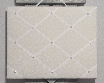 Fabric Memory Board / Motivation Board / Dream Board / Organization Board / Vision Board / Office Decor / White and Cream Photo Board