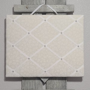 Fabric Memory Board / Motivation Board / Dream Board / Organization Board / Vision Board / Office Decor / White and Cream Photo Board