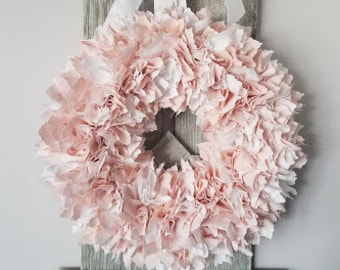Fabric Wreath \ Shabby Chic Wreath \ Rag Wreath \ Shabby Rag Wreath \ Door Wreath \ Home Decor \ Shabby Chic Decor \ Pink Wreath