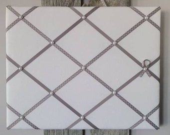 Fabric Memory Board / Inspiration Board / Vision Board / Organization Board / Dream Board / Office Decor / White and Gray Photo Board