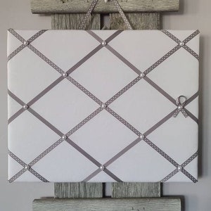 Fabric Memory Board / Inspiration Board / Vision Board / Organization Board / Dream Board / Office Decor / White and Gray Photo Board