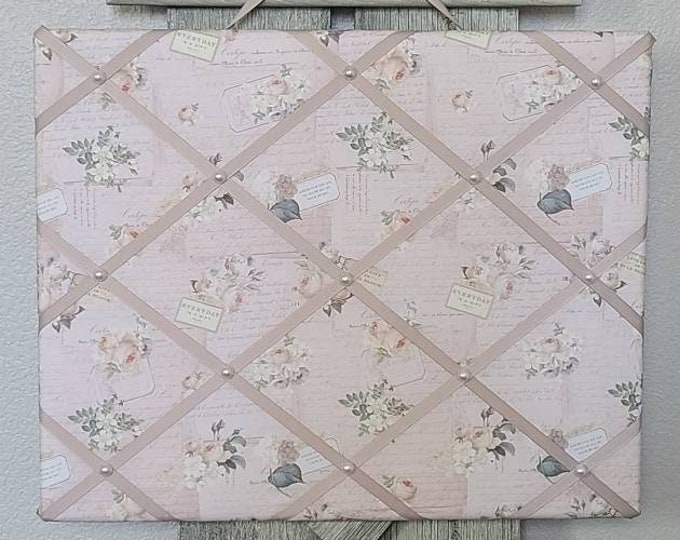 Fabric French Memory Board / Photo Board / Romantic Shabby Chic Memo