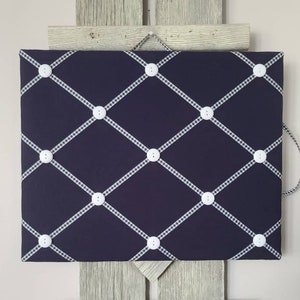 Fabric Memory Board / Ribbon Board / Photo Board / Organization Board / Inspiration Board / Home Office Decor / Navy Blue and White Board