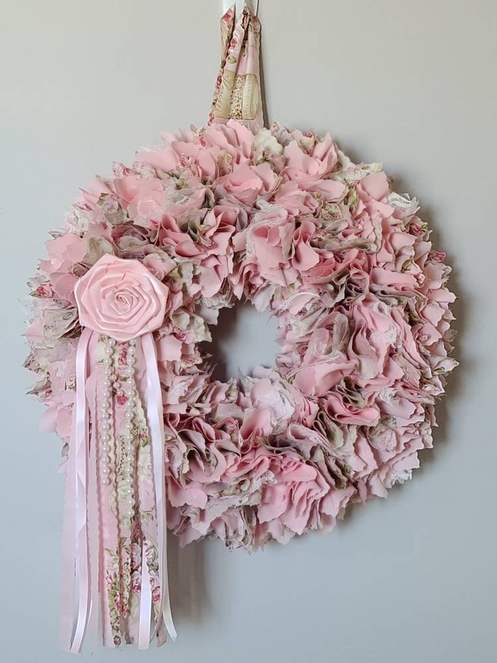 Fabric Wreath / Shabby Chic Wreath / Rag Wreath / Shabby Chic Etsy