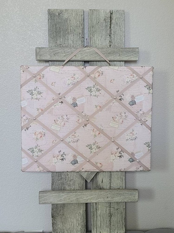 Fabric French Memory Board / Photo Board / Romantic Shabby Etsy