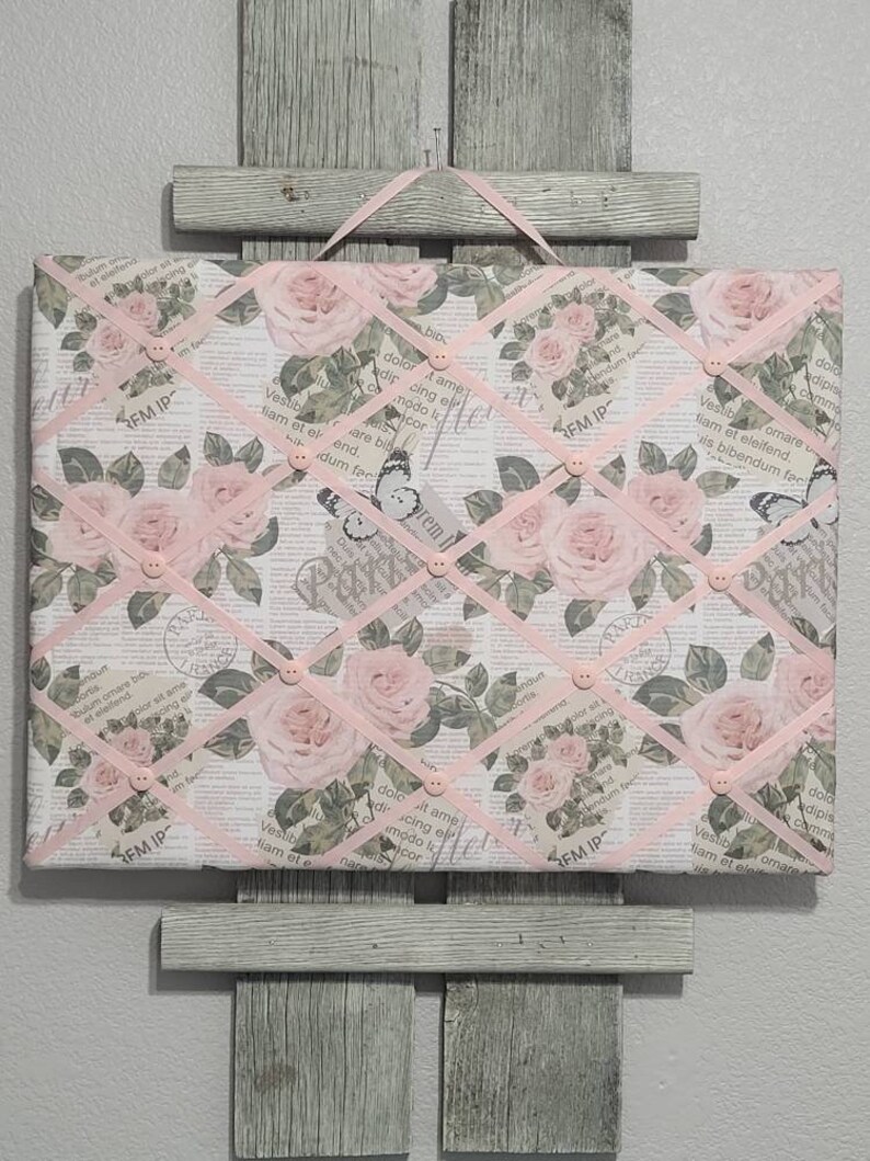 Fabric French Memory Board / Photo Board / Romantic Paris Pink Etsy