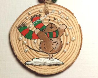 Wooden suspension Christmas decoration